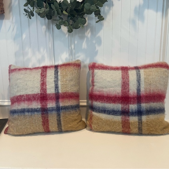 Anthropologie Other - Anthropologie Red and Blue 18x18 Accent Pillows Cozy Plaid Design